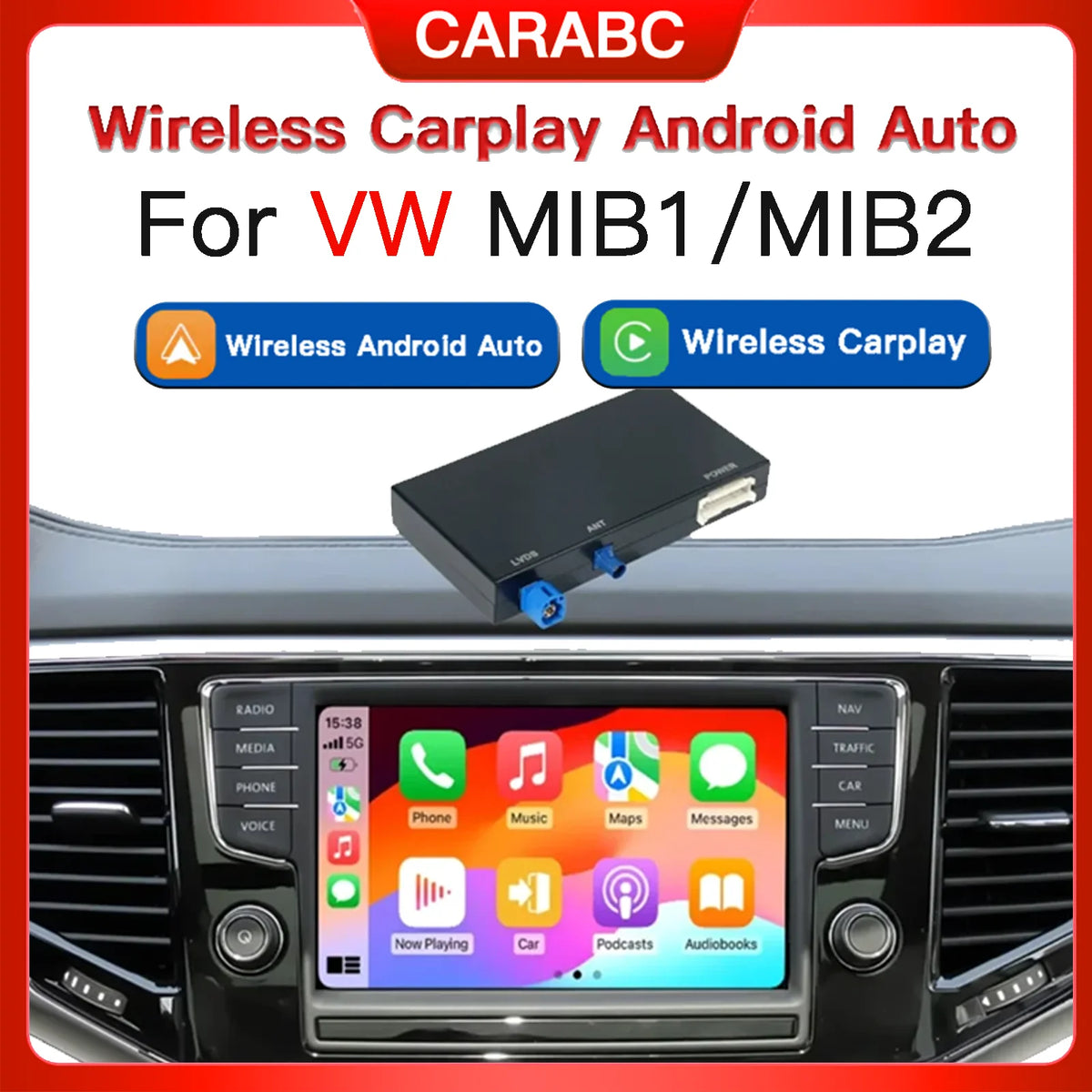Boîtier CarPlay sans fil VW/Skoda — Golf 7 Polo Passat Octavia MIB/MIB2