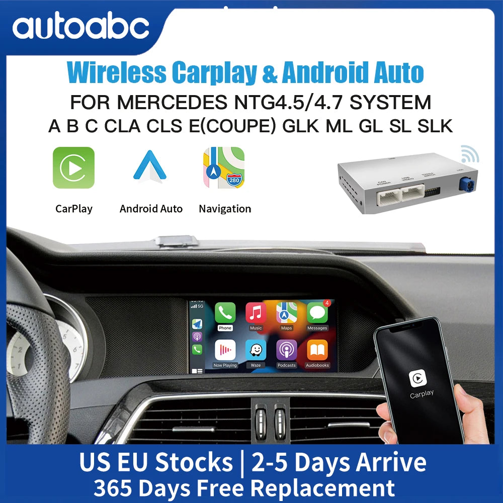 Boîtier CarPlay AUTOABC Mercedes — NTG 4.5/4.7 Classes A-E GLA CLA GLK SLK CLS