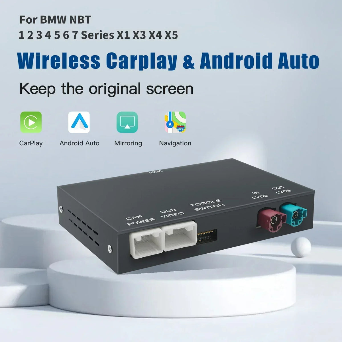 Boîtier CarPlay sans fil BMW NBT/CIC — Séries 1-5, X1-X5, F20-F60